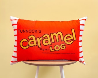 Tunnock's Caramel Log Printed Cushion / Biscuit Cushion - Cookie Pillow