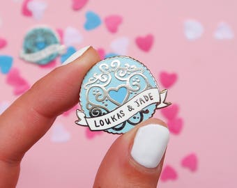 Bespoke Jammy Heart Enamel Pin Wedding Favours