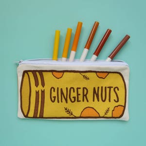 Ginger Nut Biscuits Pencil Case / Zipped Pouch - Biscuit Pouch - Zippy Pouch - Stationery Pouch