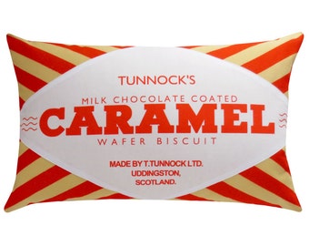 Tunnock's Caramel Wafer Printed Cushion / Biscuit Cushion - Cookie Pillow