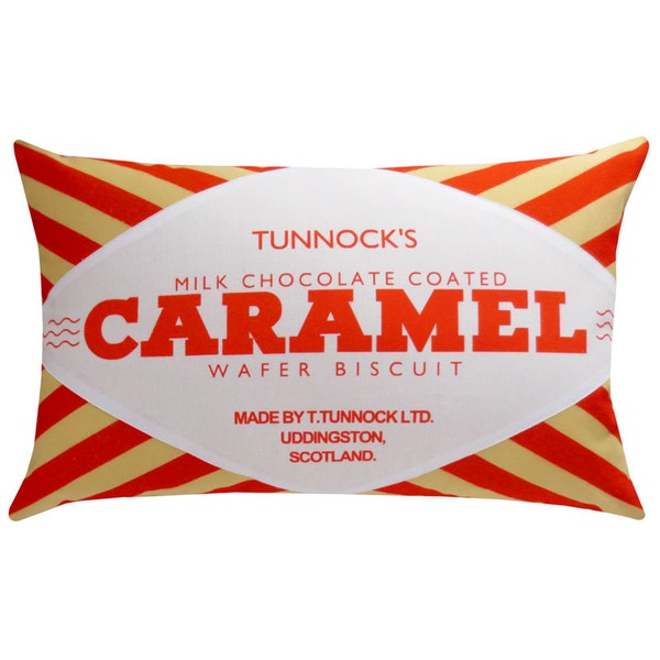 Tunnock's Caramel Wafer Printed Cushion / Biscuit Cushion - Cookie Pillow