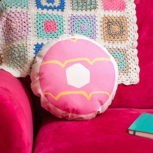 Pink Party Ring - Iced Ring Biscuit Cushion - Cookie Pillow