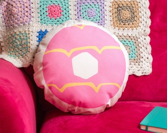 Pink Party Ring - Iced Ring Biscuit Cushion - Cookie Pillow