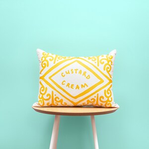 Custard Cream Printed Cushion / Biscuit Cushion Cookie Pillow Custard Creme image 3