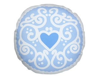 Pastel Jammy Heart Printed Cushion - Sky Blue / Biscuit Cushion - Cookie Pillow