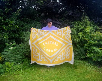 Custard Cream Blanket Throw - Warm Yellow / Custard & Ivory