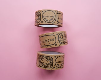 Kraft Paper Biscuits Tape - 50mm Paper Packaging Tape - Eco Friendly Illustrated Packing Supplies