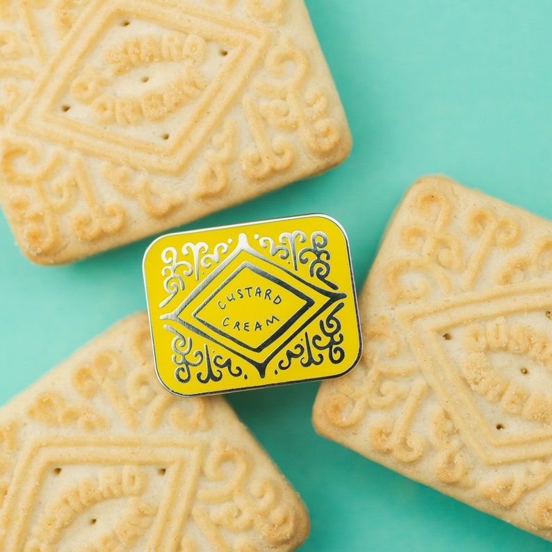 Custard Cream Biscuit Enamel Pin image 1