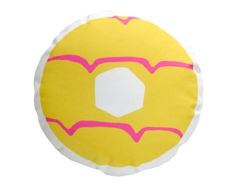 Yellow Party Ring - Iced Ring Biscuit Cushion - Cookie Pillow