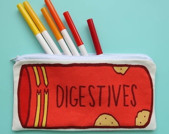 Digestive Biscuits Pencil Case / Zipped Pouch - Biscuit Pouch - Zippy Pouch - Stationery Pouch