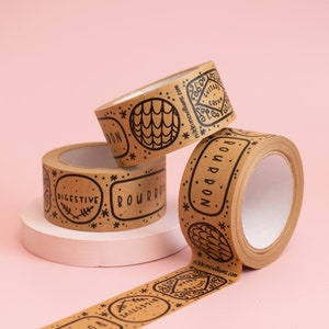 Kraft Paper Biscuits Tape 50mm Paper Packaging Tape Eco Friendly Illustrated Packing Supplies image 2