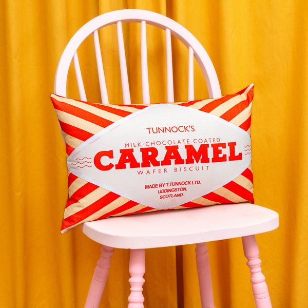 Tunnock's Caramel Wafer Printed Cushion / Biscuit Cushion - Cookie Pillow