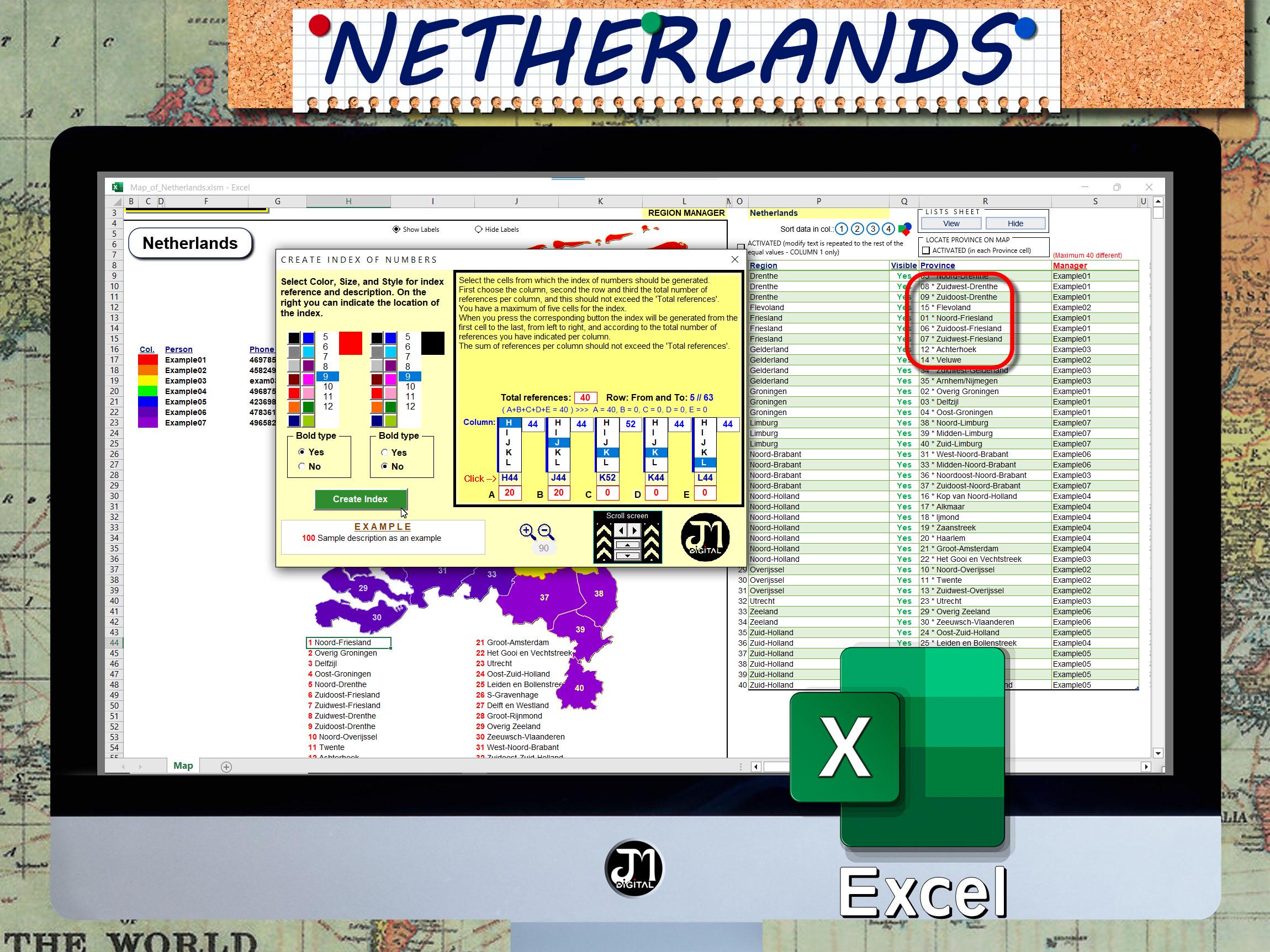 Netherlands Map: Excel Template With Macros (digital Download) - Etsy
