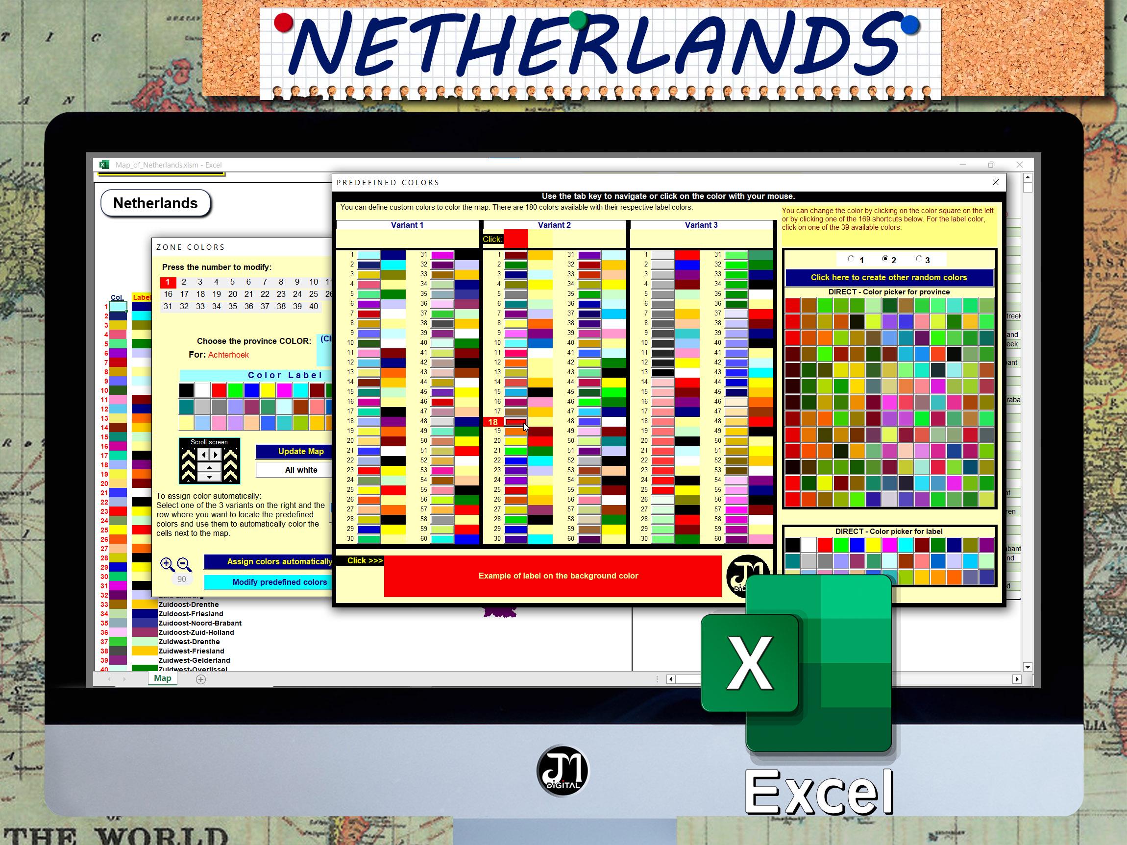 Netherlands Map: Excel Template With Macros (digital Download) - Etsy