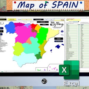 Spanien, Landkarte von Spanien, Landkarte, Excel, Excel 2019, Geographie, Europa, UE, Provinzen Spaniens, Regionen Spaniens, Gebietsleiter, Excel Makros, Formulare