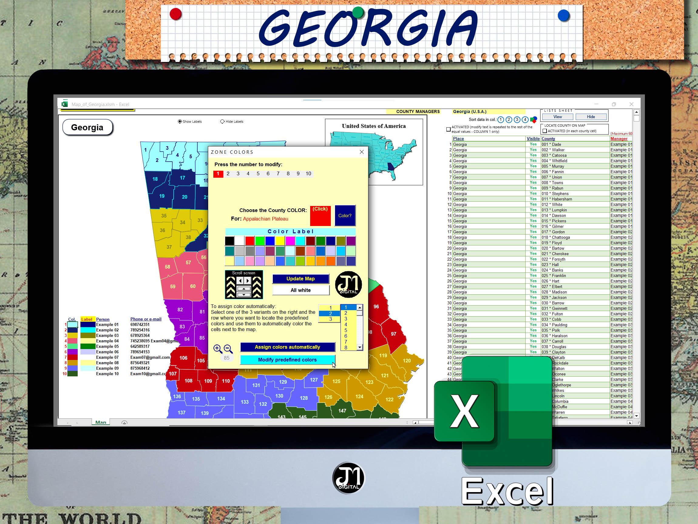 Map of Map, Excel, Excel 2019, Geography, North