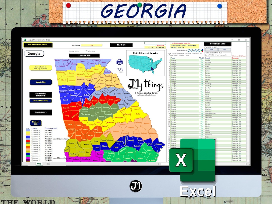 Map of Map, Excel, Excel 2019, Geography, North