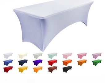 Custom Stretch Table Cover with Logo – Fitted Trade Show Tablecloth – Personalized Event Booth Display