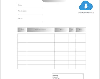 Einfache Rechnung | Rechnung für kleine Unternehmen | Digitaler Download | Rechnungsvorlage