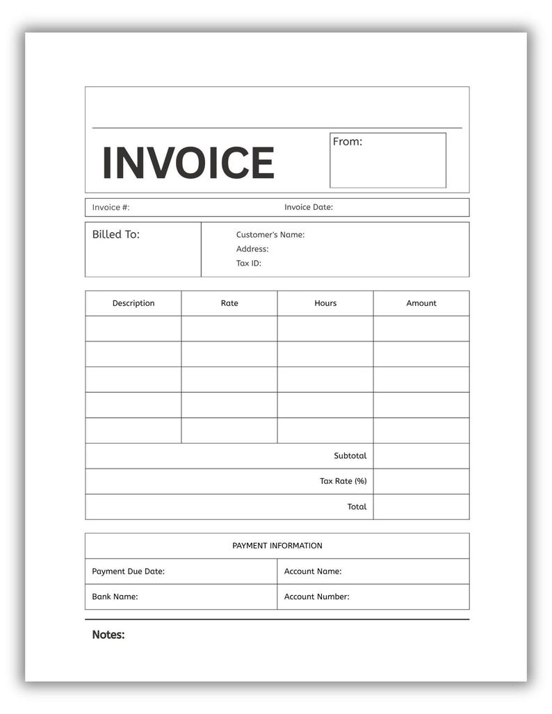 Make A Simple Invoive Simple Invoice Template - Etsy