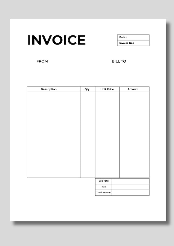 Simple Printable Minimalist Invoice