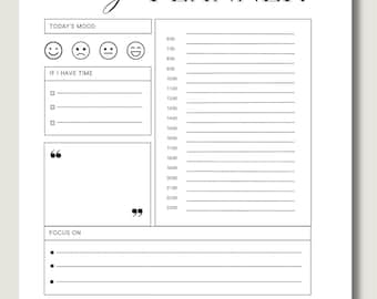 Einfacher minimalistischer Tagesplaner Printable