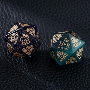 Personalized Wedding Dice - Stone Dice Set, Dnd Gifts, DM Gifts, Engagement Gift, Custom D20, Role Playing Games, Dungeons and Dragons
