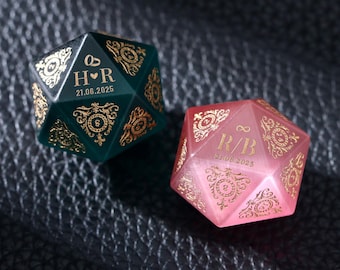 Custom Wedding Dice - Personalized DND Dice, Crystal Dice, Custom D20, Couple Gift, Dungeons and Dragons, Wedding Gifts