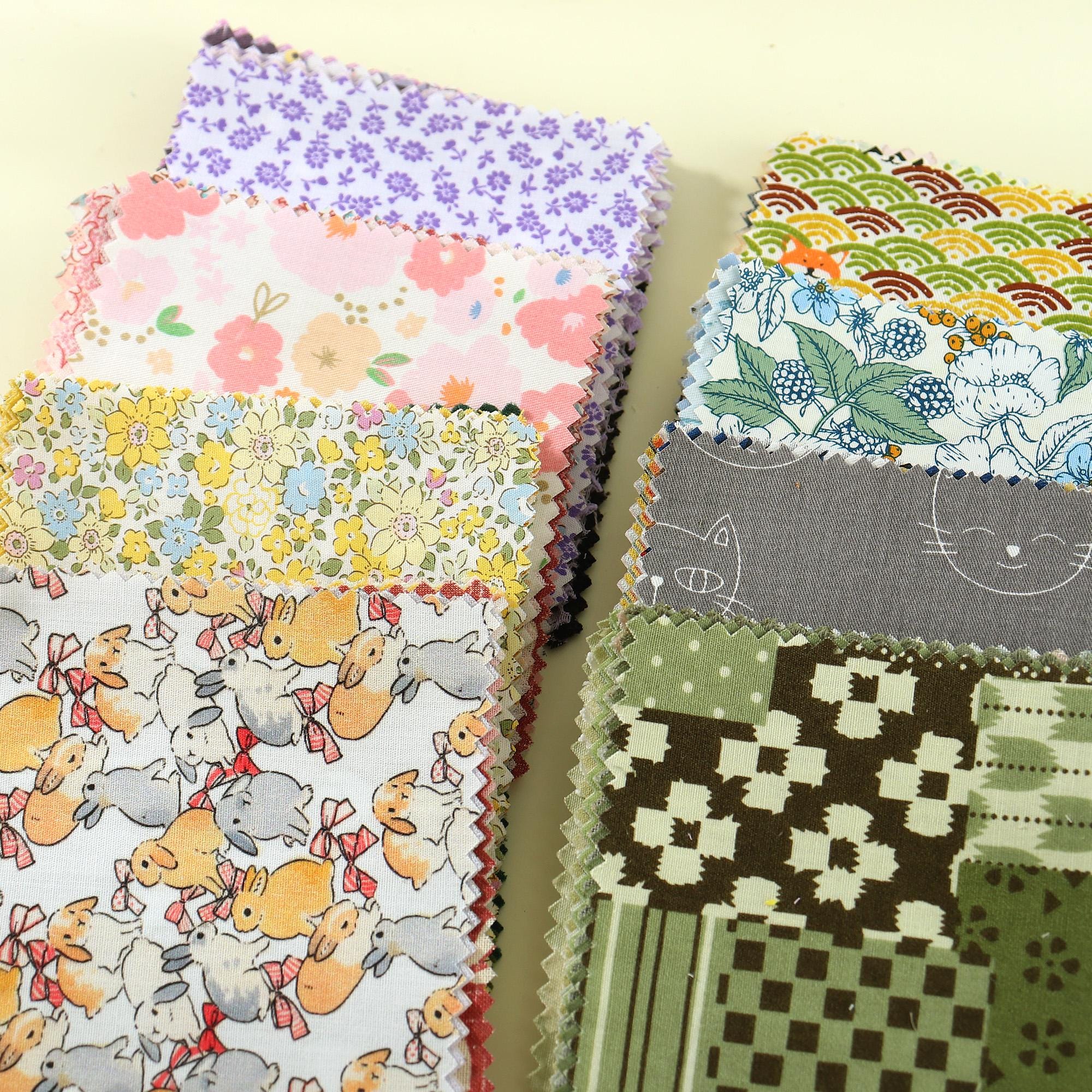20 Pieces Fabric Scraps - 4" x 4.3" Fabric, Assorted Color Squares, Unique Patterns, Perfect for Quilting and DIY Crafting