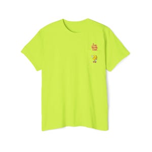 Neon Yellow Cartoon T-Shirt – Funny Graphic Tee for Men & Women – Cute Character Shirt  – Summer Casual Unisex Tee – Gift for Him or Her"