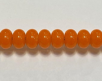 10mm range, Tangerine sparkles, Tom's lampwork semi-transparent spacer 2 beads, 1 pair 93382-B