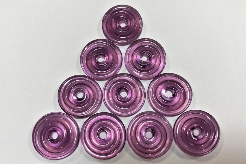 13mm range Veiled crimson purple 12 1 pair 95010-1 Tom/'s handmade lampwork transparent veiled crimson purple 2 MINI disc spacer