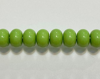 9, 10mm range, Prairie grass green, Tom's lampwork opaque 2 spacers, 1 pair 92981-B