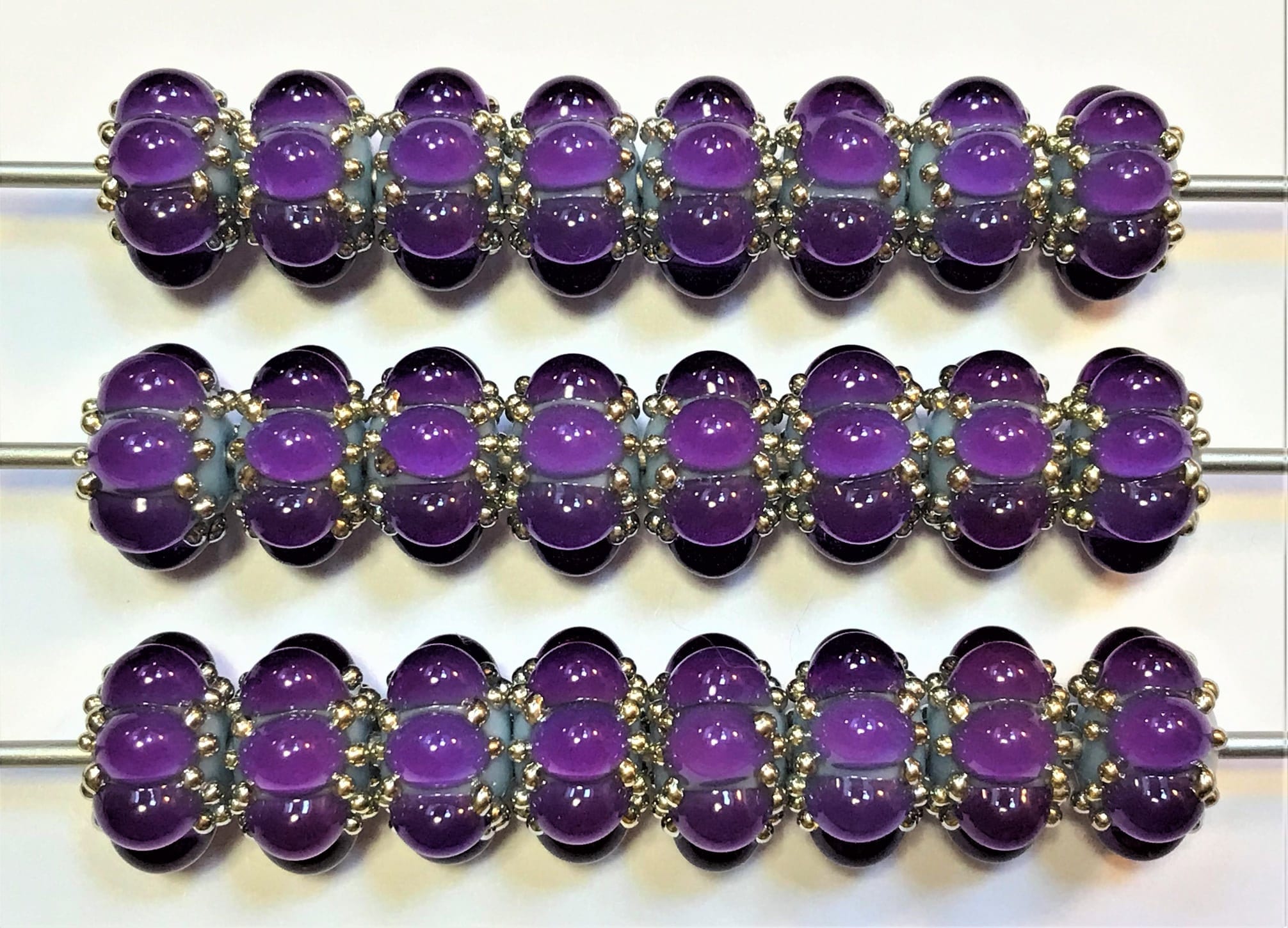 Tom's lampwork opaque Mini 2 disc bead set Purple periwinkle 1 pair 93489-12 12,mm range