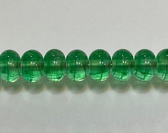 10mm range, Veiled spring green, Tom's lampwork transparent 2 spacers, 1 pair 93018-BC