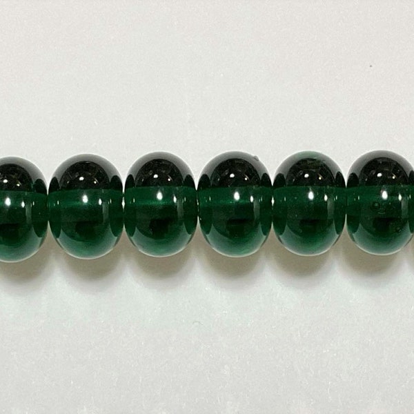 10mm range, Emerald City green, Tom's lampwork transparent 2 spacers, 1 pair 92843-B