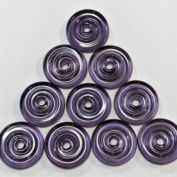 11, 12mm range, Light violet, Tom's lampwork transparent MINI 2 disc bead set, 1 pair 93509-1