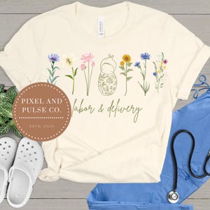 Wildflower Labour and Delivery verpleegkundige png, OB RN shirt, schattige L en D png, afstudeercadeau voor toekomstige L&D-verpleegkundige, cadeau verloskundige, dtf-sublimatie