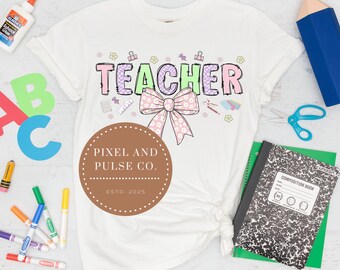 Teacher Doodle PNG: Colorful Sublimation Design (Digital File)
