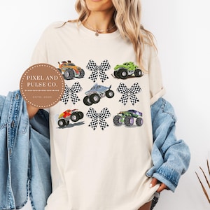 Monster Truck PNG: Checkered Bows, Sublimation File (Digital Download)