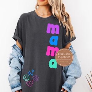 Maman bouffée colorée PNG, maman cool, téléchargement maman, t-shirt d'été, maman PNG, téléchargement maman personnalisé, fichier pour sublimation, police bouffée, tendance png