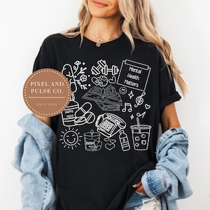 Psychische Gesundheit Doodle PNG, schwarz weiß gekritzel png, Affirmationen png, Datei für Summierung, Geschenk für sie, Trending png