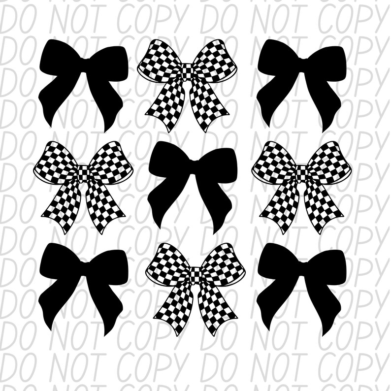 Checkared Pattern Bow Black & Checkered Bows PNG: Custom Sublimation File (digital Download ...