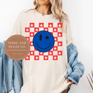 Cara sonriente retro de EE. UU., Cuatro de julio, EE. UU., América, bandera de EE. UU., Día de la Independencia, diseños de sublimación, png, Cuatro de julio, retro