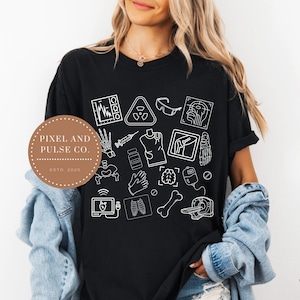 Rad Tach Doodle PNG, zwart-wit doodle png, bestand voor sublimatie, digitaal bestand, radiologie png, vintage, x-ray tech, png, x-ray doodle