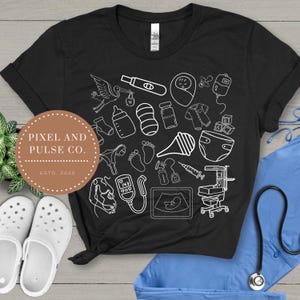 Infirmière du travail et de l'accouchement Doodle PNG, Doodle PNG noir et blanc, fichier pour sublimation, fichier numérique, soins infirmiers, infirmière autorisée, cadeau pour elle