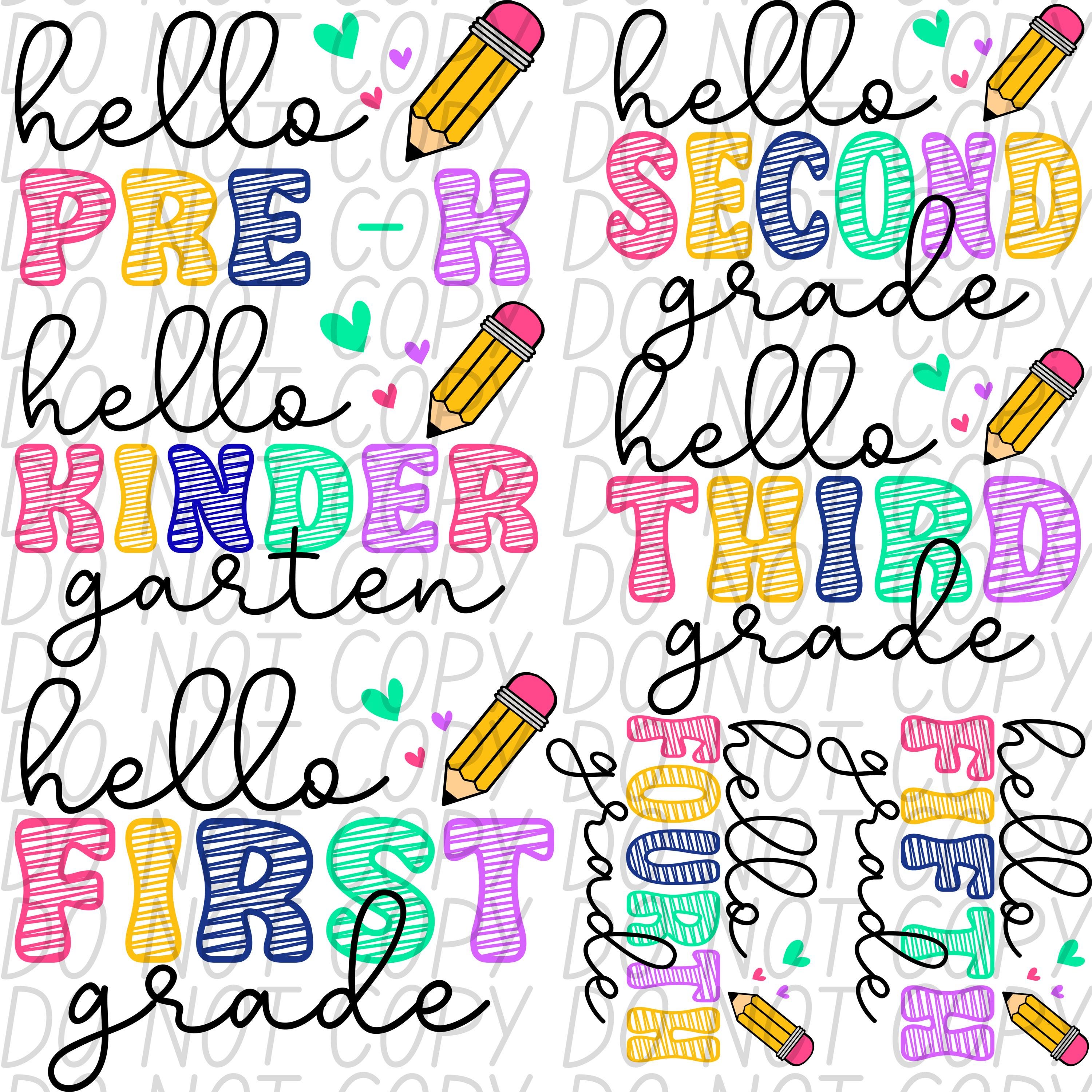 Hello Grade R Hello First Grade PNG: Retro Teacher Sublimation File (digital Download ...