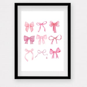 Póster digital bonito con lazos rosas, descarga instantánea/impresión para decoración de habitación