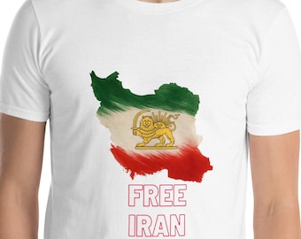 Camiseta unissex de algodão de manga curta "Free Iran", com a bandeira da Pérsia, orgulho iraniano.