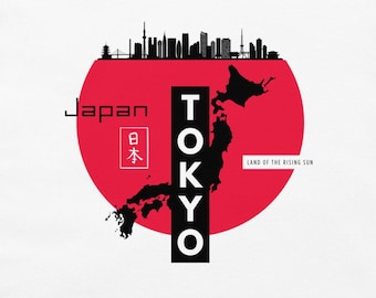 Tóquio, Japão, Terra do Sol Nascente, Camiseta de Algodão de Manga Curta